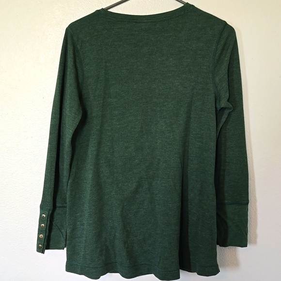J. Jill Green Waffle Knit Top Size Small - Picture 2 of 8